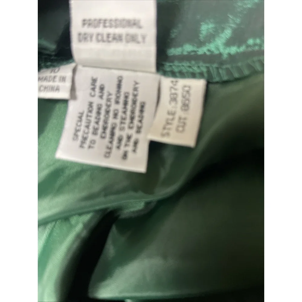 Night Studio New York 3 Piece Emerald Green Formal Skirt Suit Beaded Size 10